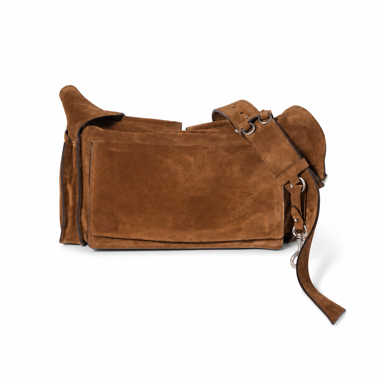 Miu Miu Utilitaire cocoa brown suede shoulder bag