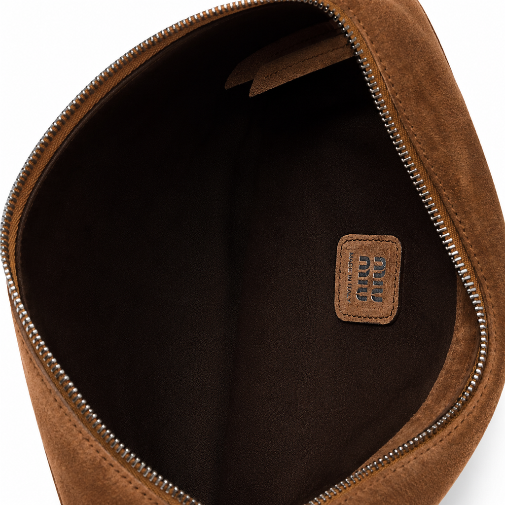 Miu Miu Utilitaire cocoa brown suede shoulder bag
