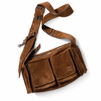 Miu Miu Utilitaire cocoa brown suede shoulder bag