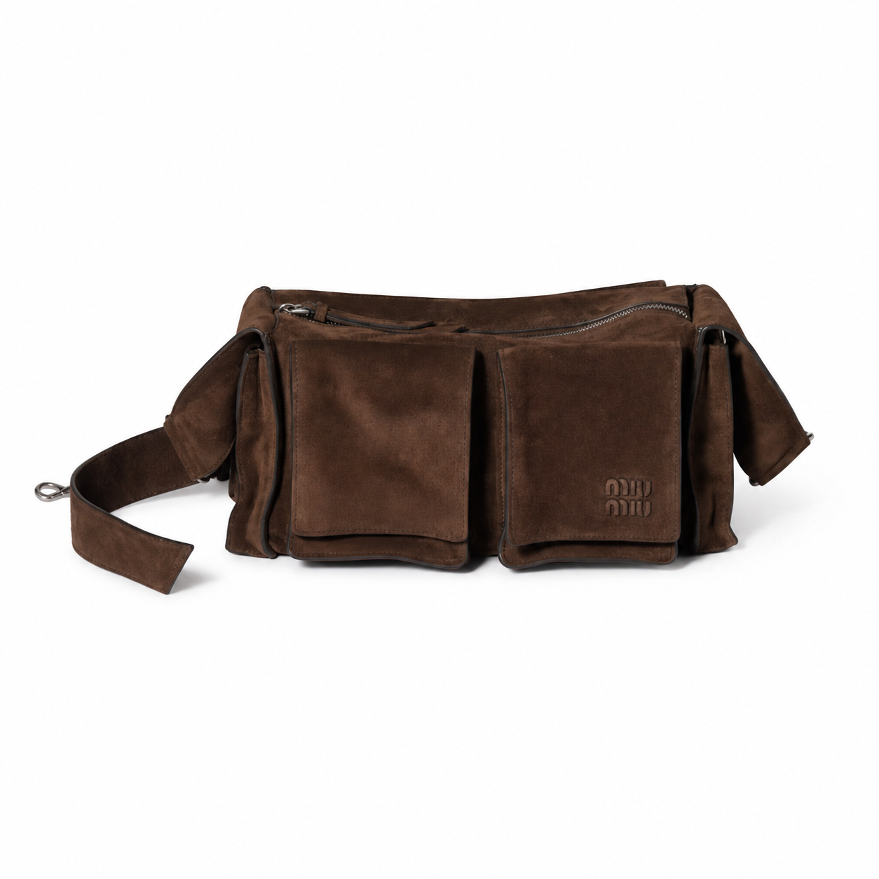 Miu Miu Utilitaire cocoa brown suede shoulder bag