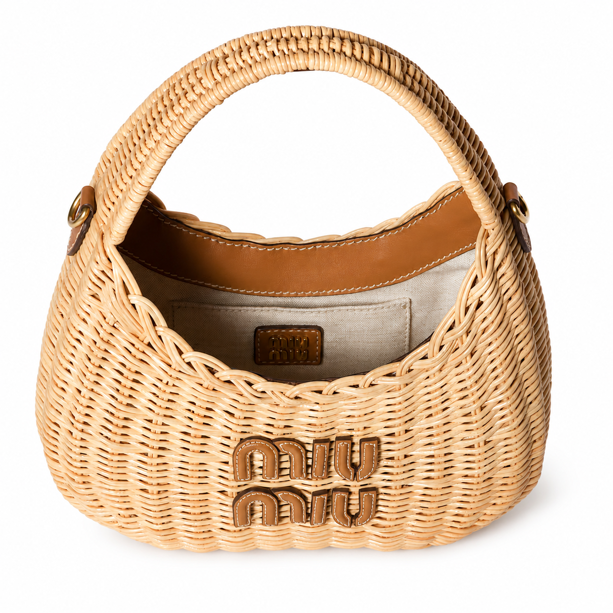Miu Miu Wander Woven Hobo Bag