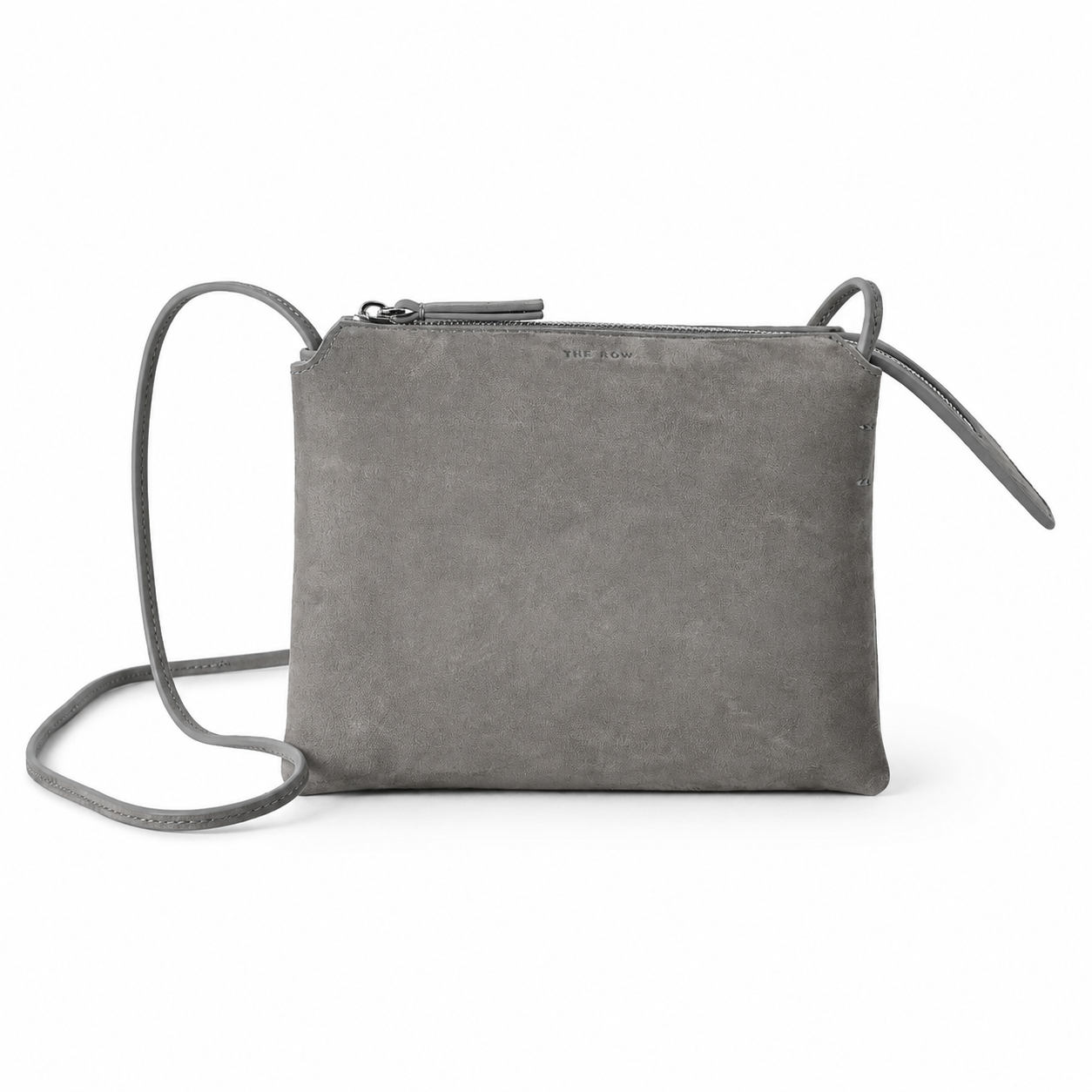 The Row Nu Mini Twin Crossbody Bag – Minimalist Suede Leather Small Square Bag with Dual Compartments,