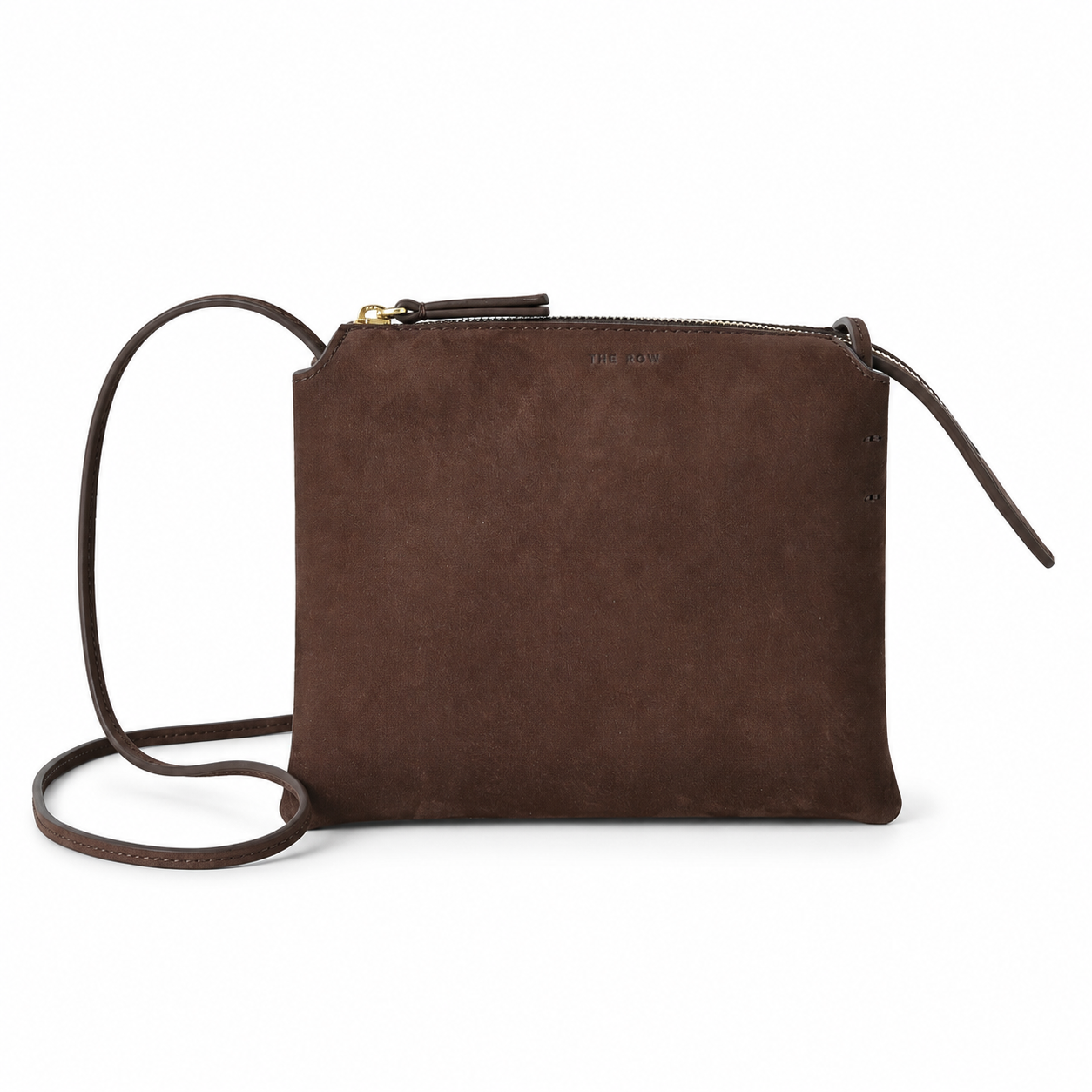 The Row Nu Mini Twin Crossbody Bag – Minimalist Suede Leather Small Square Bag with Dual Compartments,
