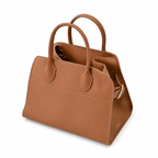 The Row Soft Margaux 12 Leather Tote Bag | Large Capacity Commuter Handbag with Detachable Strap | Women's Designer Shoulder Bag