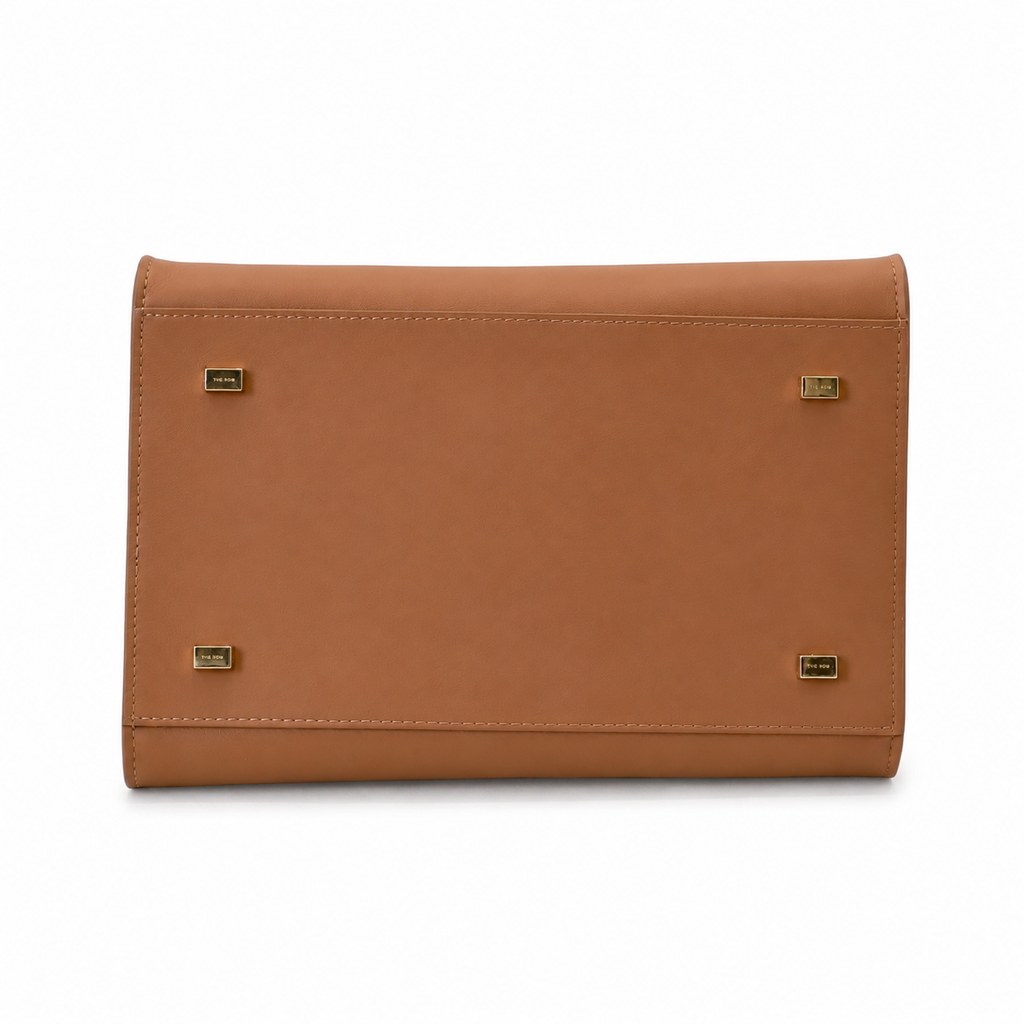 The Row Soft Margaux 12 Leather Tote Bag | Large Capacity Commuter Handbag with Detachable Strap | Women's Designer Shoulder Bag