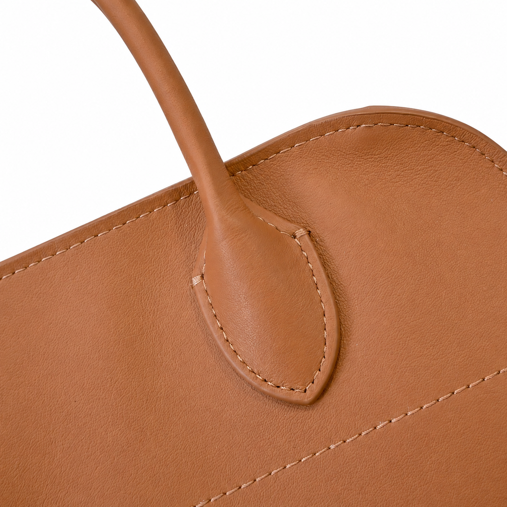 The Row Soft Margaux 12 Leather Tote Bag | Large Capacity Commuter Handbag with Detachable Strap | Women's Designer Shoulder Bag