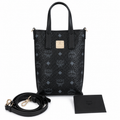 MCM Liz Visetos Mini Tote Bag – Black with Gold Plaque & Detachable Strap