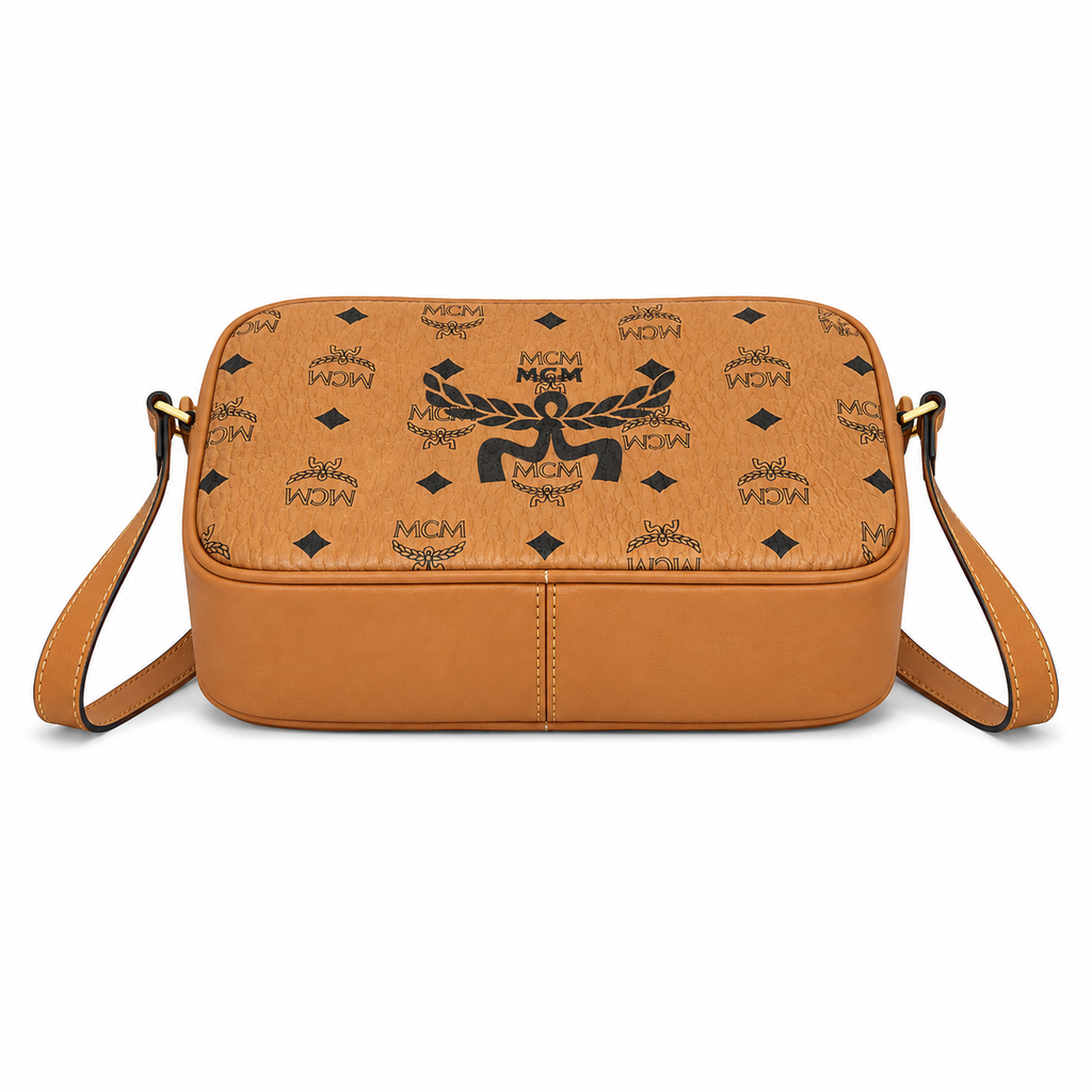 MCM Aren Visetos Small Camera Bag – Cognac with Large Logo Monogram
