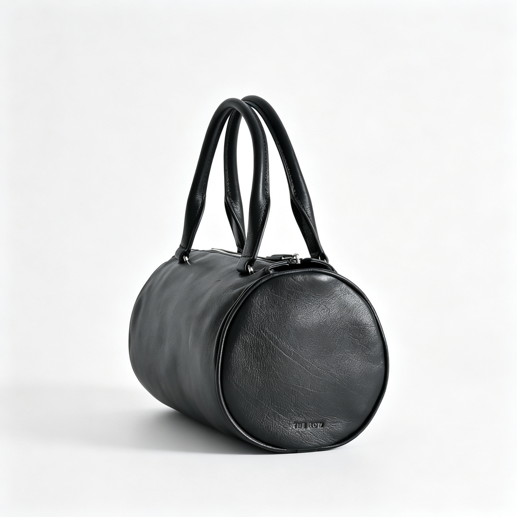 The Row Edith Cylinder Bag – Minimalist Leather Handbag with Dual Handles,