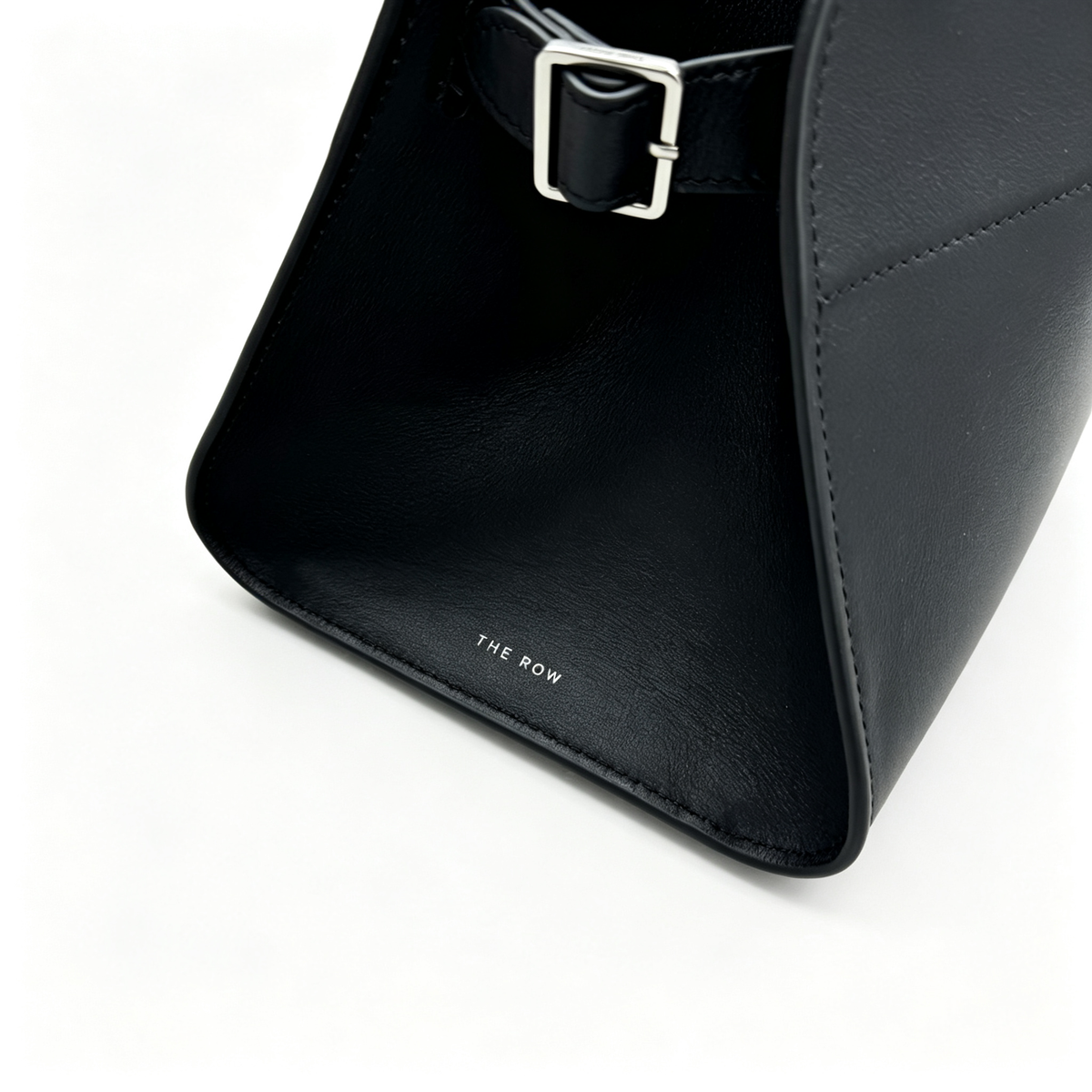 The Row Margaux 15 Medium Bag | 38cm Smooth Calfskin Leather Top Handle Bag | Black Margaux Tote