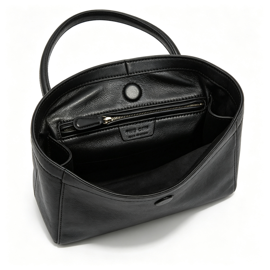 The Row Camden Medium Leather Bag | 32cm Black Smooth Calfskin Shoulder Bag | Minimalist Crossbody Tote