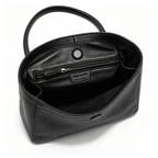 The Row Camden Medium Leather Bag | 32cm Black Smooth Calfskin Shoulder Bag | Minimalist Crossbody Tote