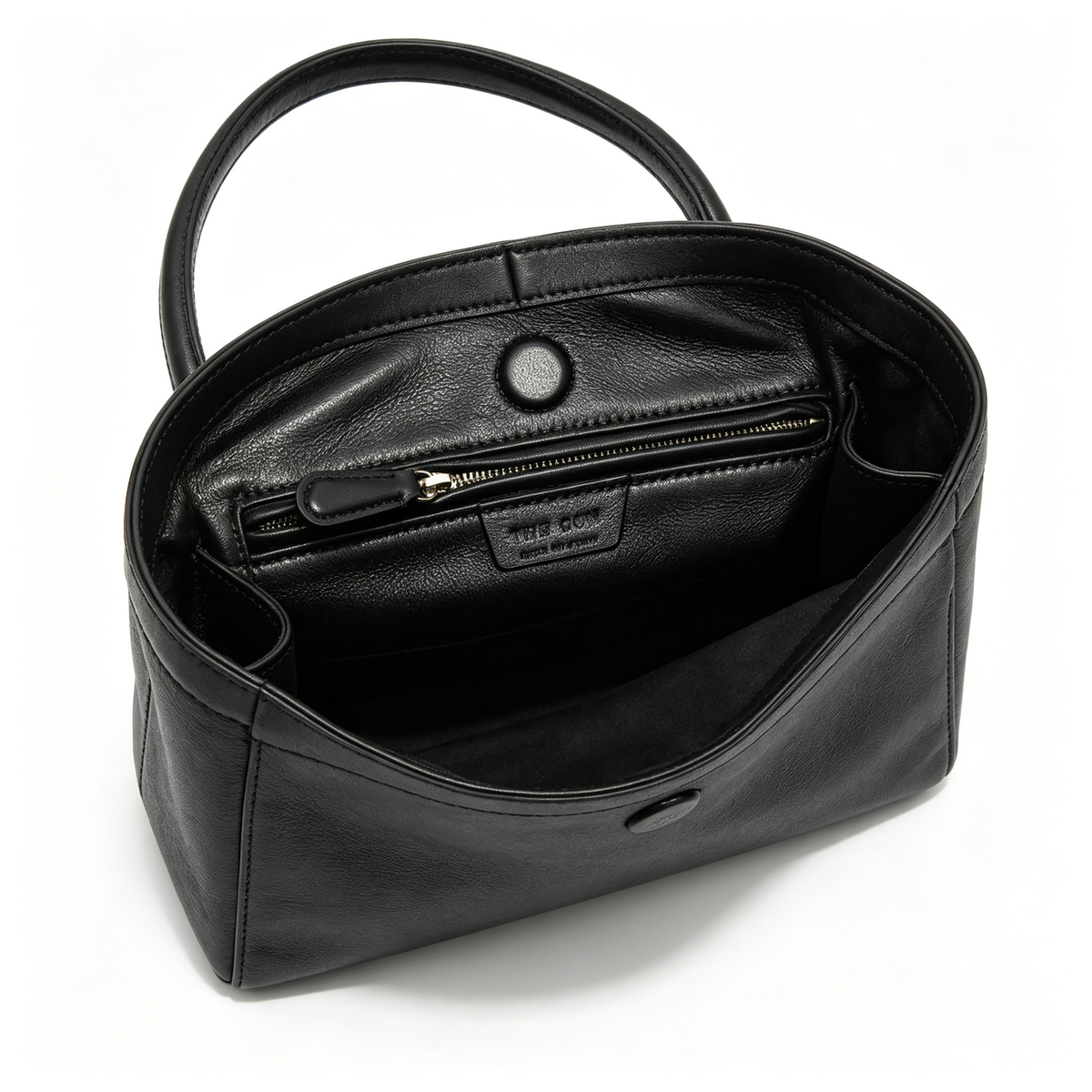 The Row Camden Medium Leather Bag | 32cm Black Smooth Calfskin Shoulder Bag | Minimalist Crossbody Tote