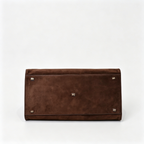 The Row Margaux 17 Large Suede Bag | 43cm Suede Leather Top Handle Tote | Dark Brown/Espresso Margaux Handbag