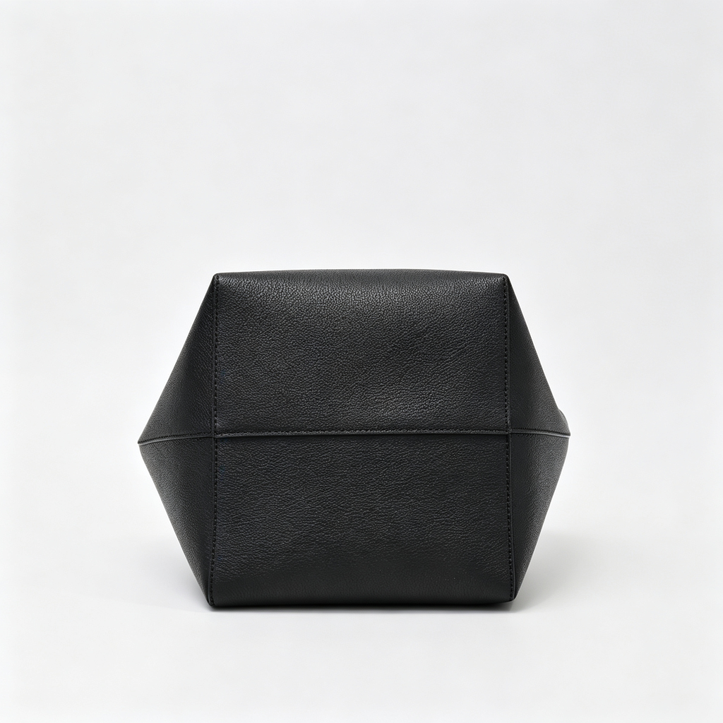 The Row Park Bucket Bag Large | 38cm Pebbled Calfskin Water Bucket Tote | Black Shoulder Bag