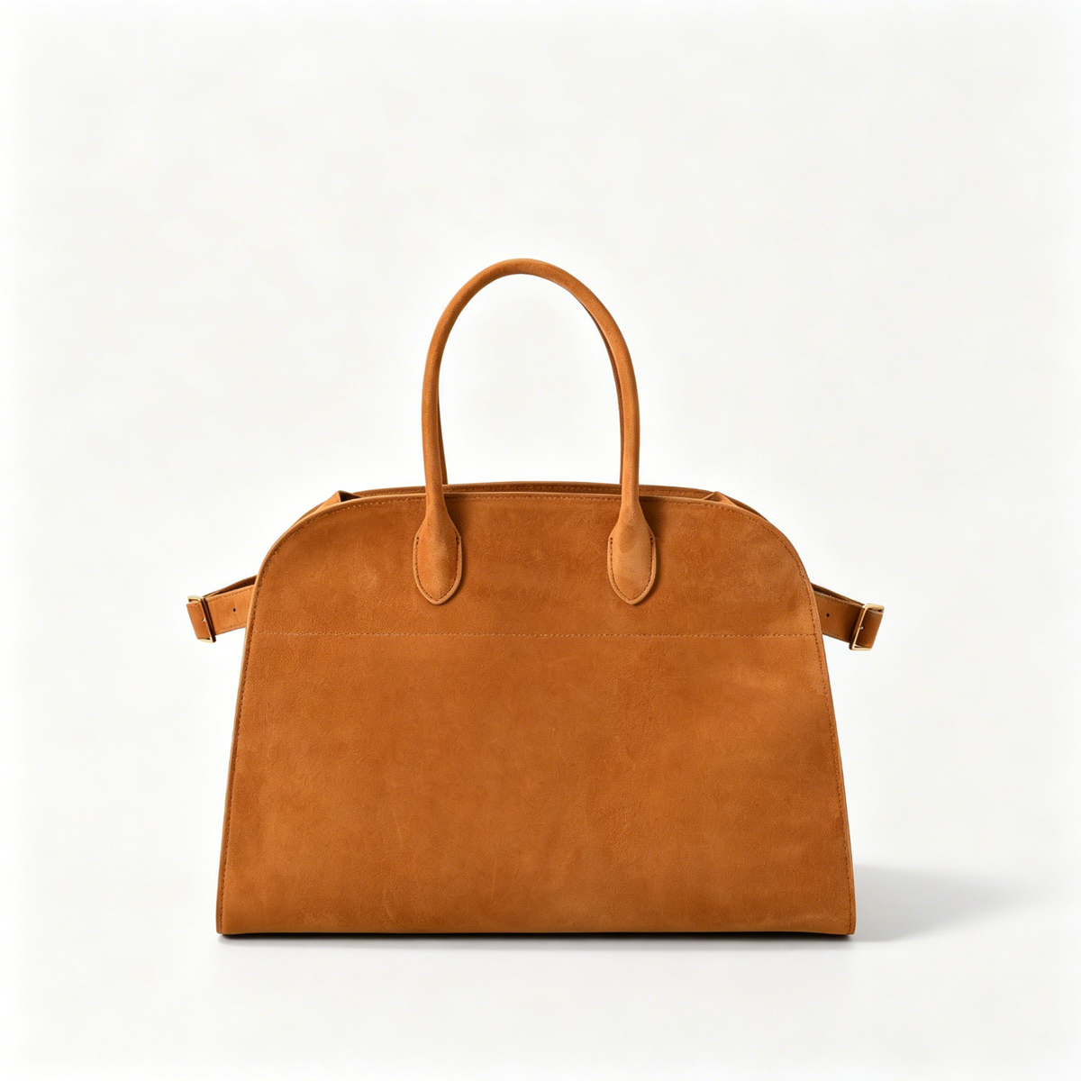 The Row Margaux 17 Large Suede Bag | 38.5cm Suede Leather Top Handle Tote | Dark Chocolate Margaux Handbag