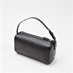The Row Edith Barrel Bag | Small Grained Calf Leather Cylinder Bag | Black Shoulder Bag