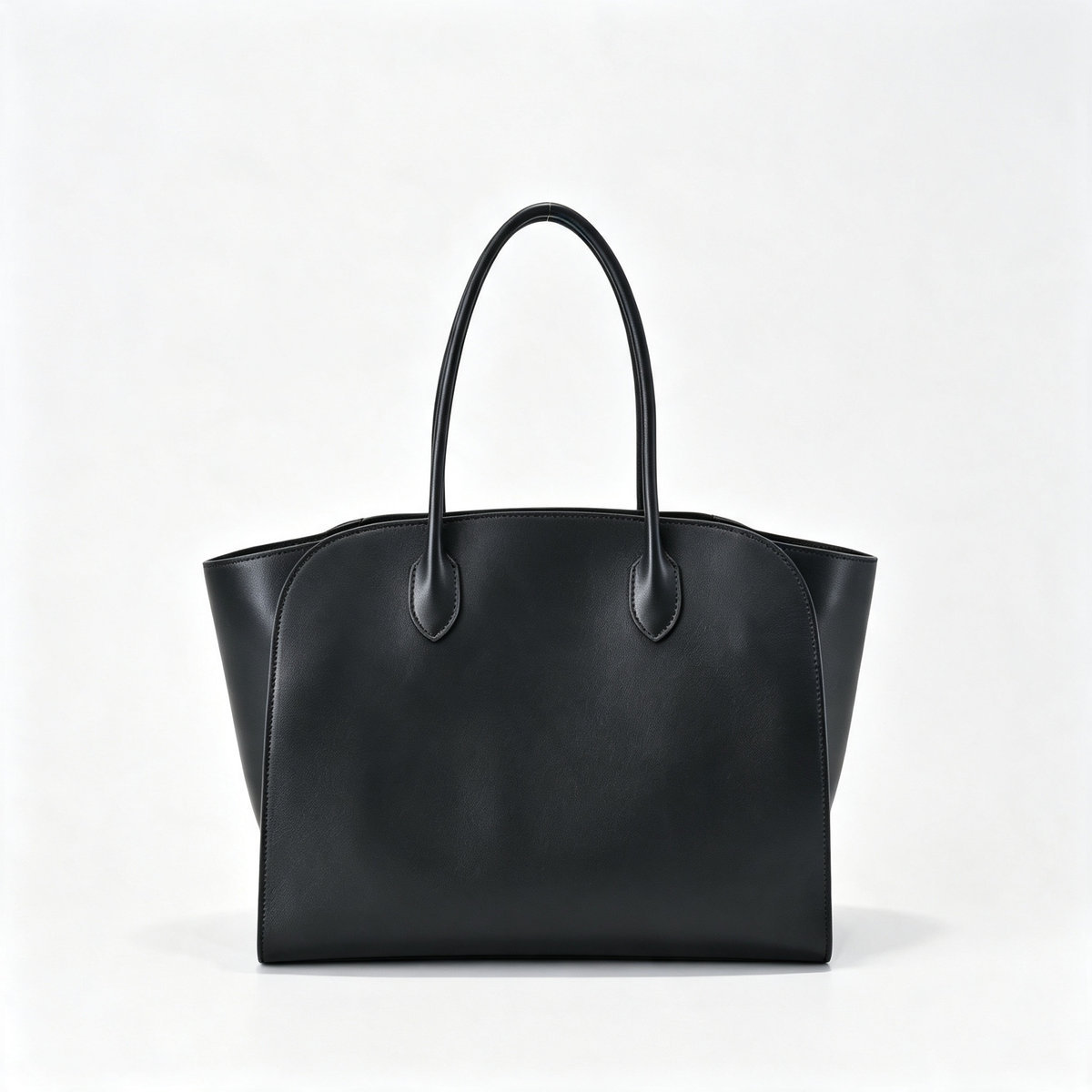 The Row Marlo Leather Tote Bag | 35.5cm Minimalist Top Handle Tote | Dark Brown Structured Handbag