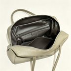 The Row Astra Small Boston Bag | 30cm Pebbled Lambskin Barrel Bag | Sage Green Leather Handbag