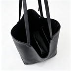 The Row Park Large Tote Bag | 50cm Pebbled Leather Tote | Black Minimalist Handbag