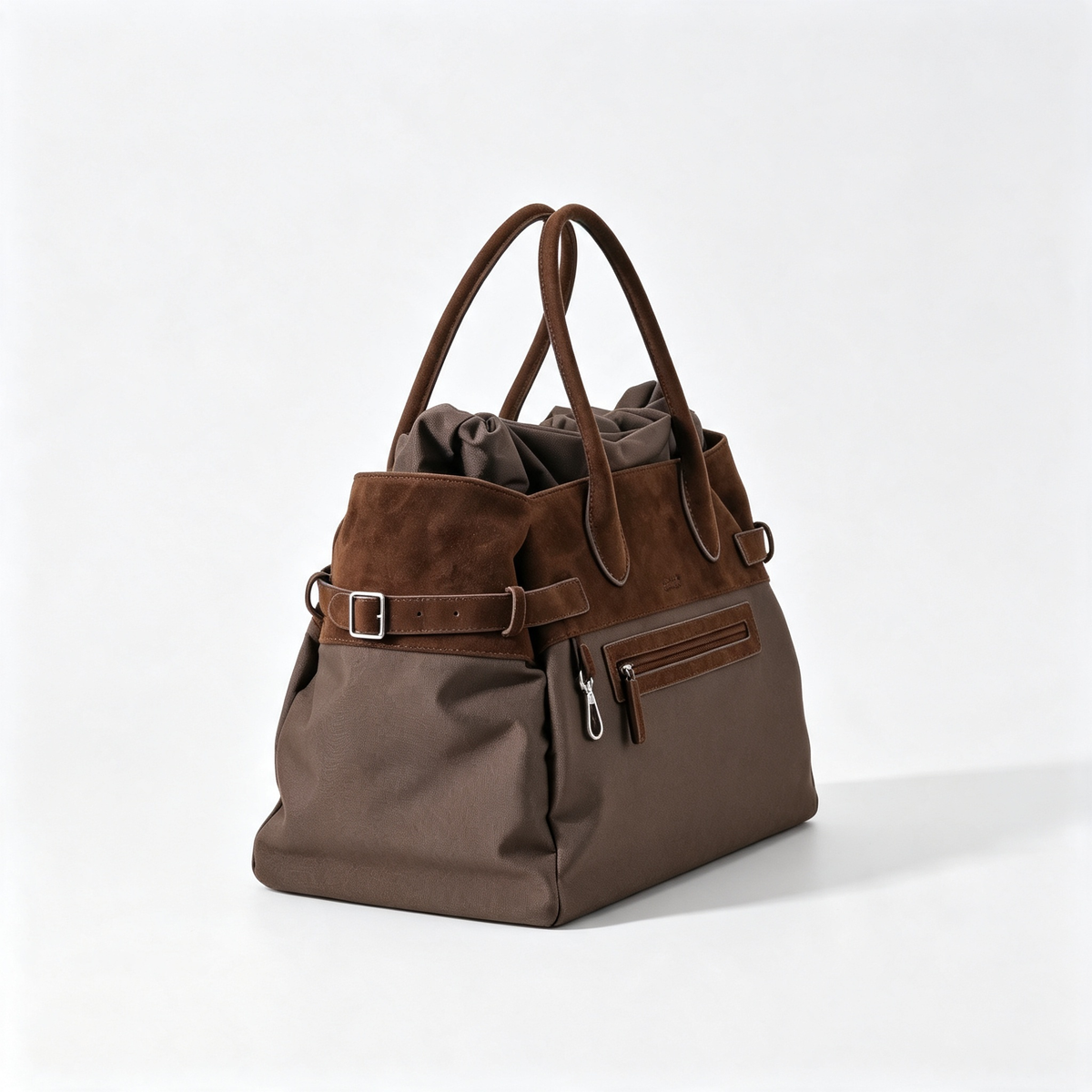The Row Margaux 17 Inside Out Tote – Nylon & Suede Leather Large Capacity Handbag,