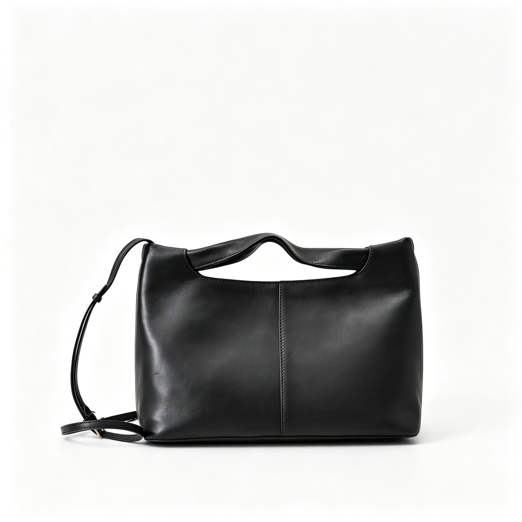 The Row Camden Medium Leather Bag | 32cm Black Smooth Calfskin Shoulder Bag | Minimalist Crossbody Tote