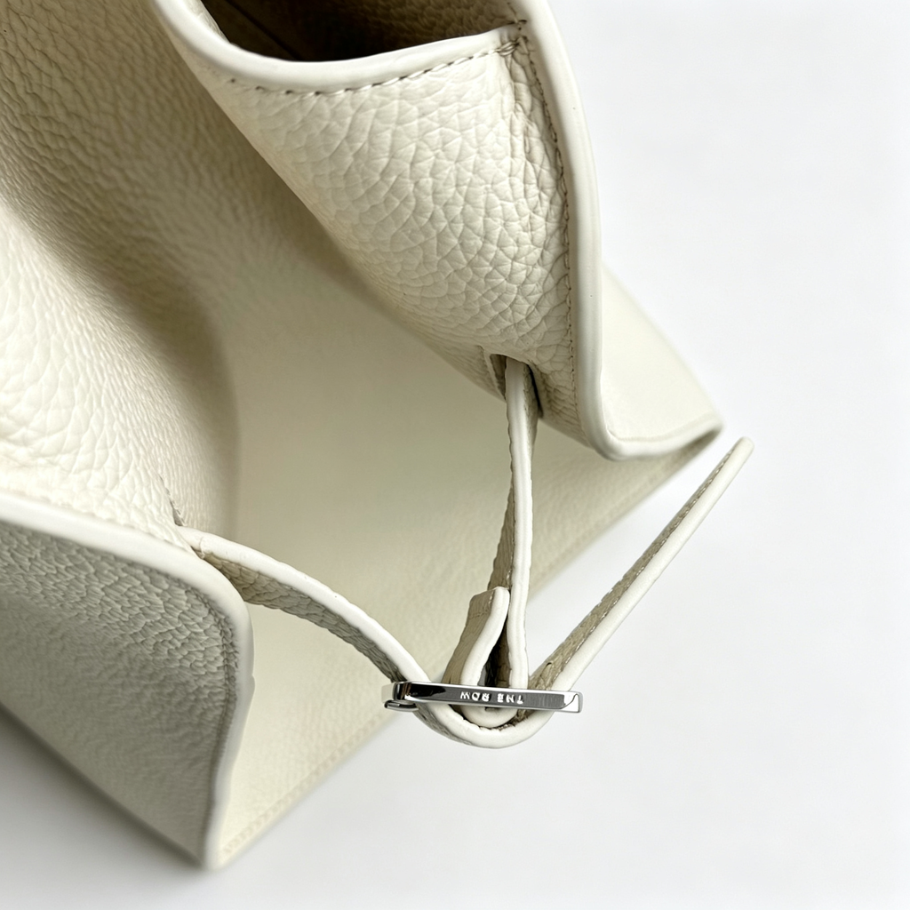 The Row Margaux 16 Large Tote Bag | 43cm Grained Calfskin Leather Handbag | Chalk White