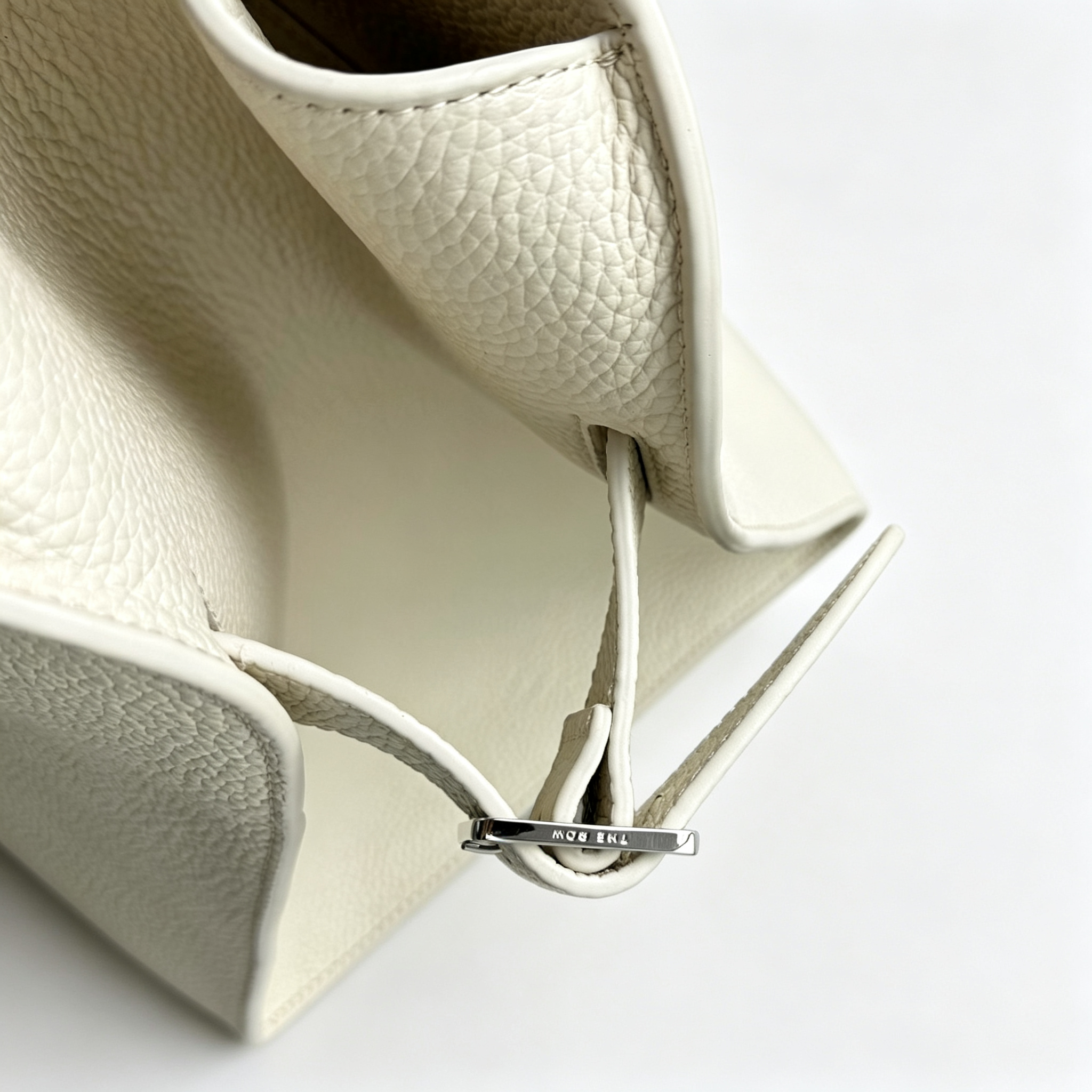 The Row Margaux 16 Large Tote Bag | 43cm Grained Calfskin Leather Handbag | Chalk White