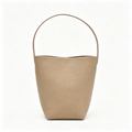The Row N/S Park Medium Tote Bag | 30cm Grained Calfskin Leather Bucket Bag | Sand/Beige/Oatmeal