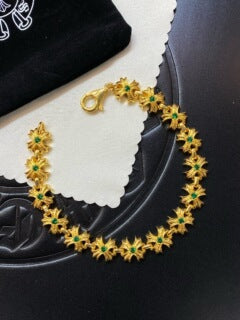 Chrome Hearts 22K Gold Emerald Cross Bracelet