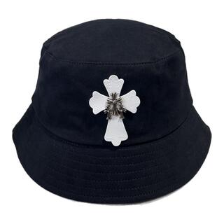 A grey washed denim bucket hat from Chrome Hearts.