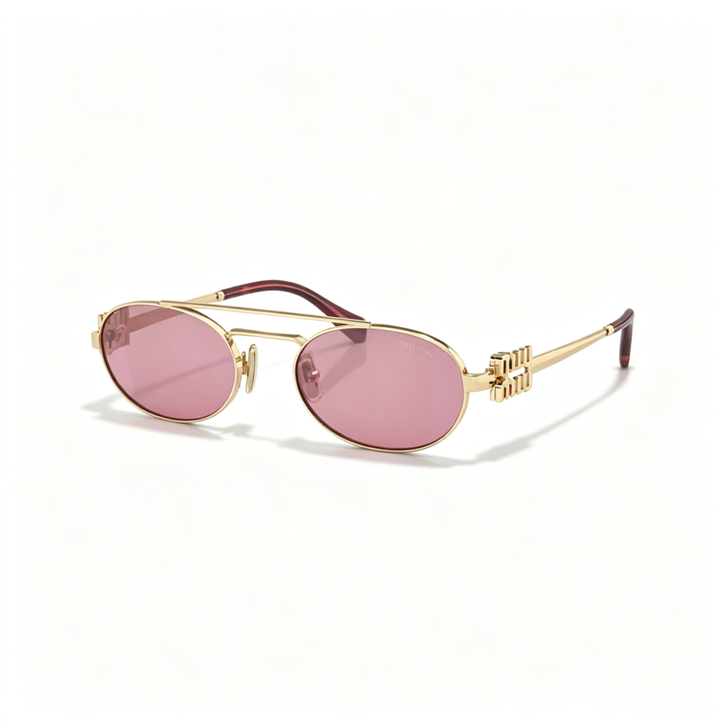 Miu Miu SMU 54ZS series double-bridge retro oval sunglasses