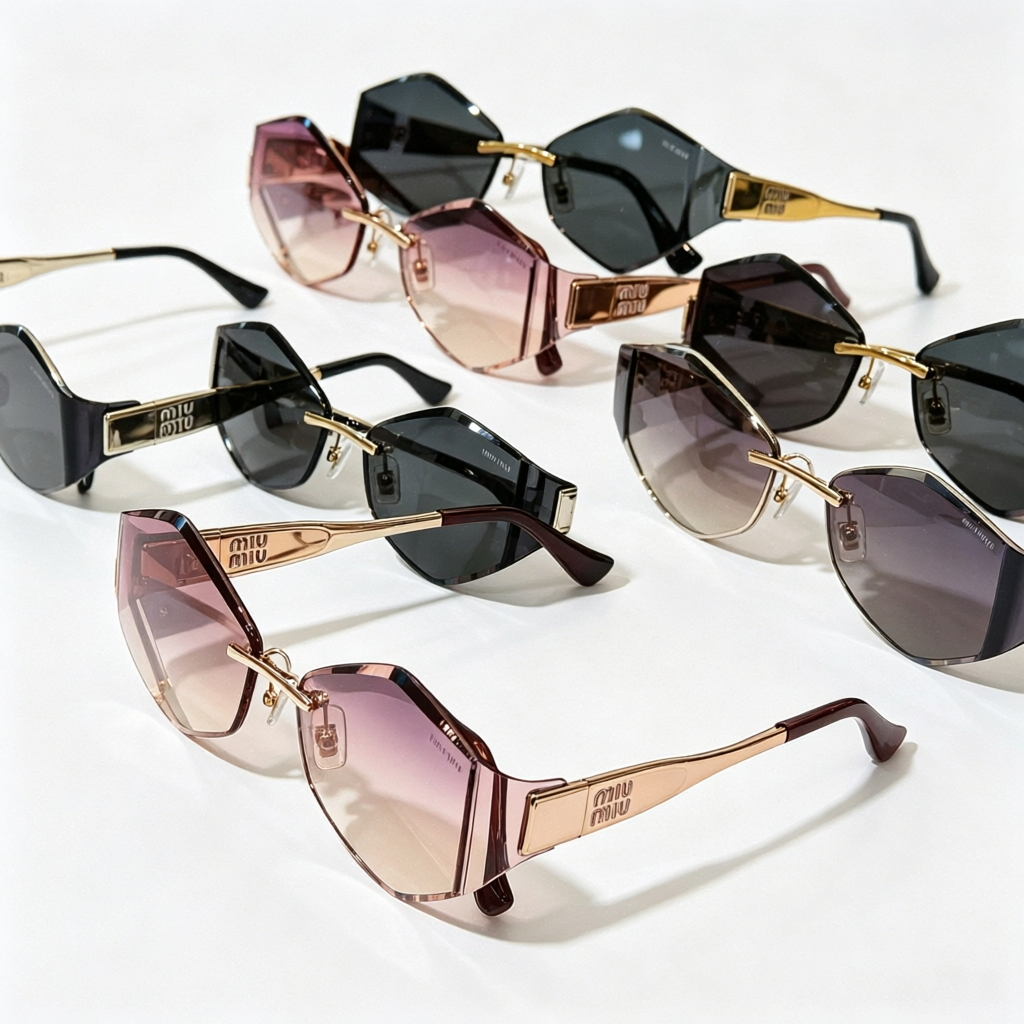 Miu Miu MU 140AV series frameless polygonal sunglasses