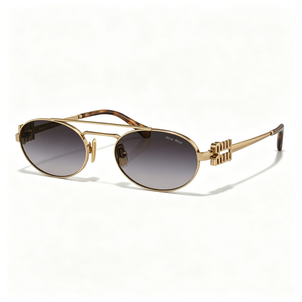 Miu Miu SMU 54ZS series double-bridge retro oval sunglasses